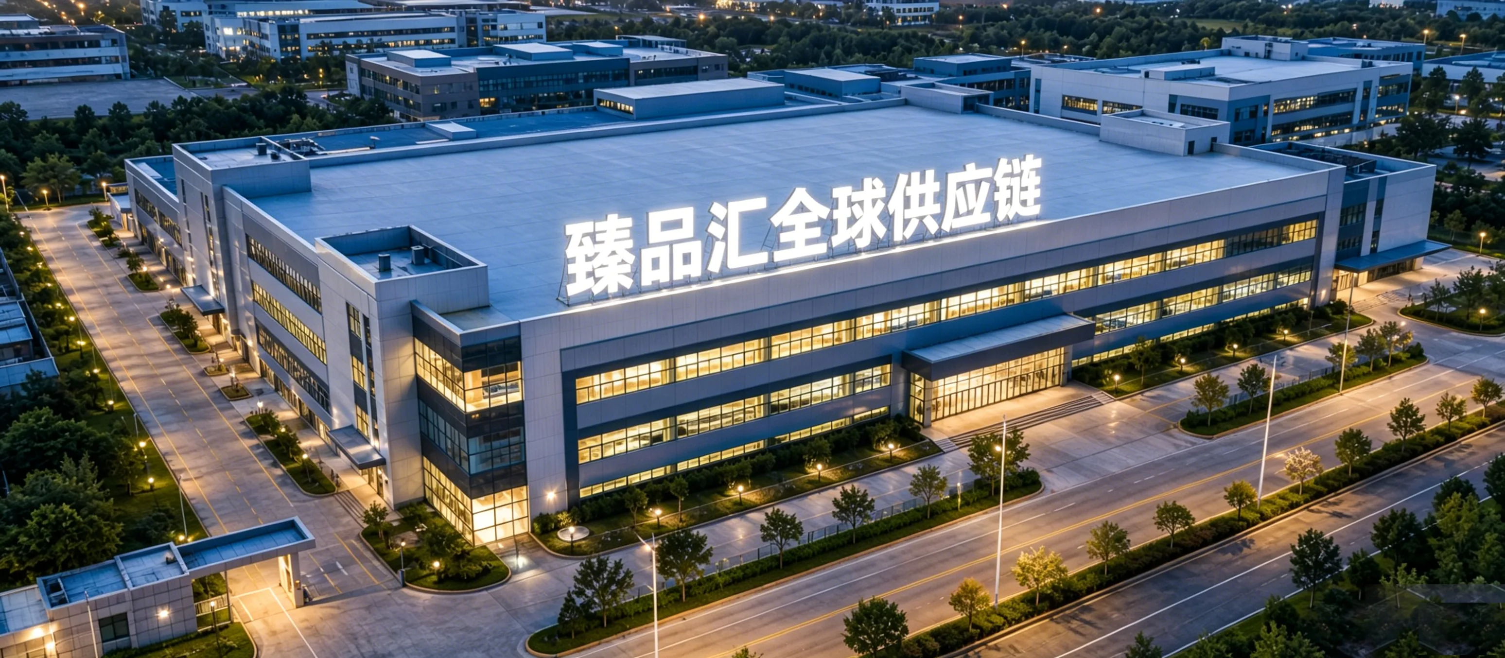 臻品汇全球供应链工厂大楼航拍图